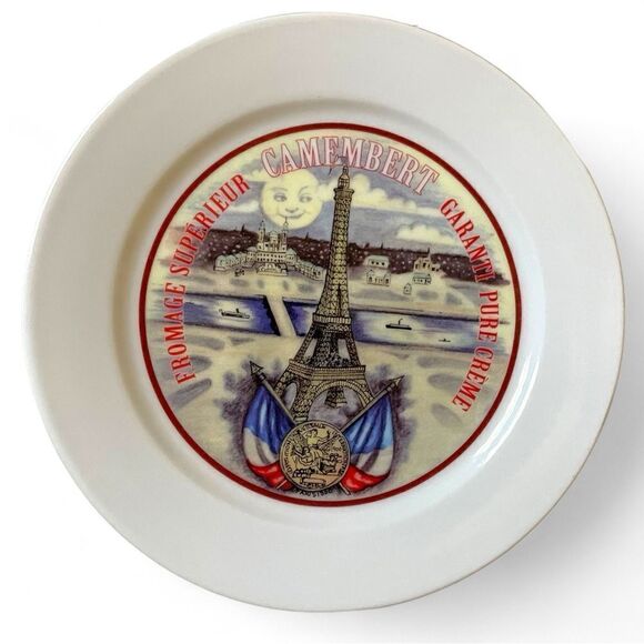 Y2K Restoration Hardware French Cheese Motif Design Appetizer 8” Plate Set of 4 - Picture 8 of 16